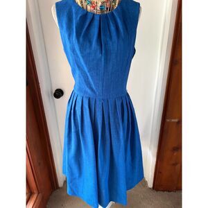 Gorgeous Royal Blue Ellen Tracy Linen Sleeveless Dress, Rare Size 12